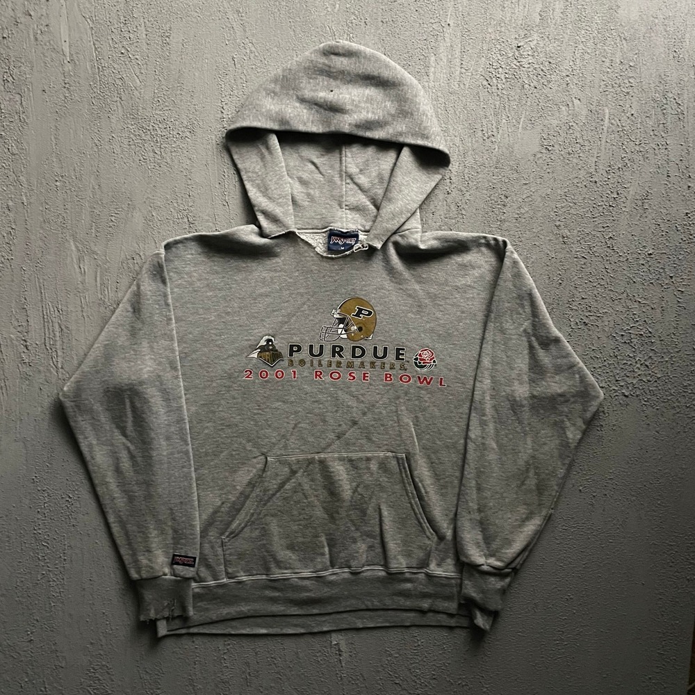Vintage Rose Bowl Purdue Boilermakers Hoodie Mens Medium Gray 2000s JanSport